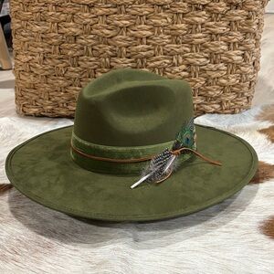 Green ASN faux suede rancher hat